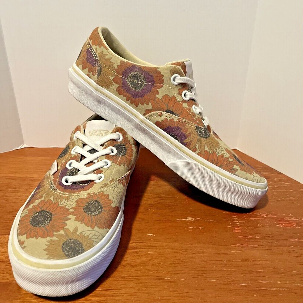 Vans Doheny Women's‎ 6 Sneakers Suede Floral Sunflower Earth Tones Shoes Lace Up